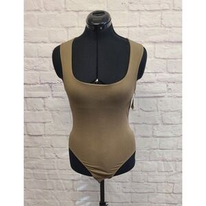 Intimately‎ Free People Square Neck Bodysuit Military Olive Snap Closure XS/S